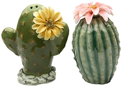 StealStreet SS-CG-20893 Cactus Flowers Salt and Pepper Shakers Green 3.13 Inch Pair