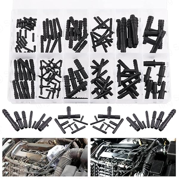 Swpeet 113Pcs Barbed Vacuum Connector Kit with Tee Reducer and Straight Connectors for Vacuum Hose Replacement - Image 6