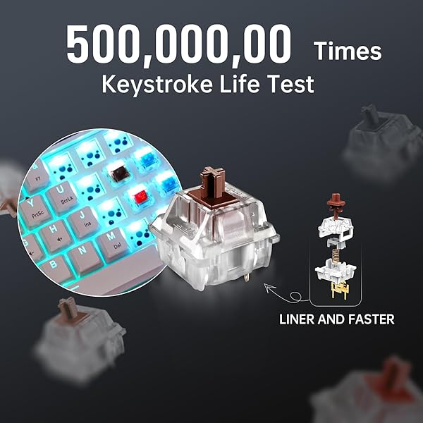 targeal 60% Mechanical Gaming Keyboard - 61 Keys Brown Switch Quiet Office Computer Keyboard - Multi Color RGB Rainbow Led Backlit - Programmable for - Image 2