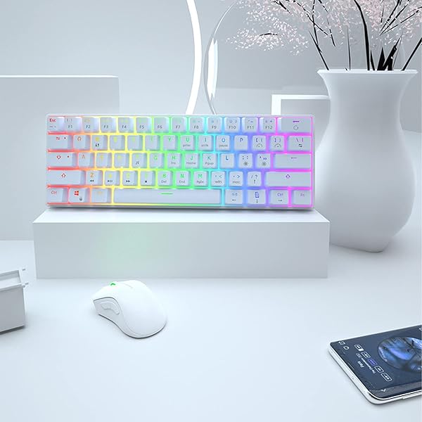 targeal 60% Mechanical Gaming Keyboard - 61 Keys Brown Switch Quiet Office Computer Keyboard - Multi Color RGB Rainbow Led Backlit - Programmable for - Image 9