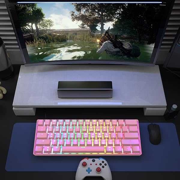 targeal 60% Mechanical Gaming Keyboard - 61 Keys Red Switch Quiet Office Computer Keyboard - Multi Color RGB Rainbow Led Backlit - Programmable for - Image 8