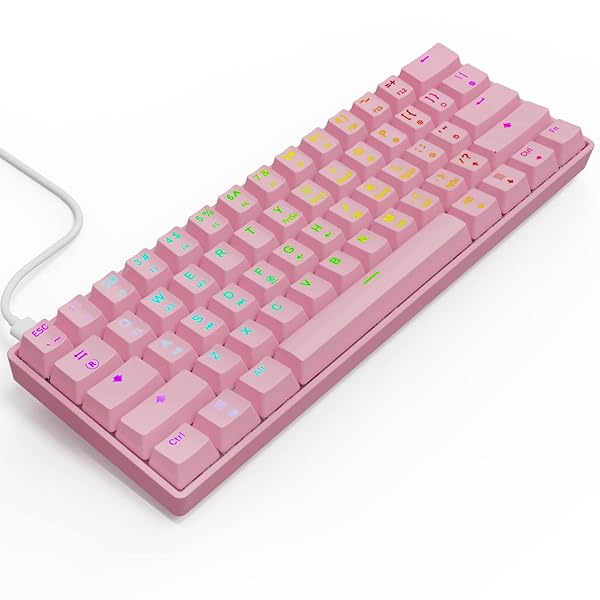 targeal 60% Mechanical Gaming Keyboard - 61 Keys Red Switch Quiet Office Computer Keyboard - Multi Color RGB Rainbow Led Backlit - Programmable for