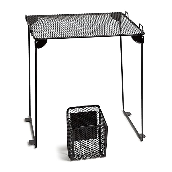 U Brands Black Mesh Locker Organization Kit: Magnetic Cup & Folding Shelf for Ultimate Storage Solution - Image 3