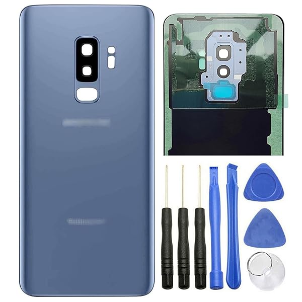 Ubrokeifixit Galaxy S9 Plus Rear Back Glass Door Cover Replacement for Samsung Galaxy S9+ G965 6.2", All Versions Model, With Tape (Blue)
