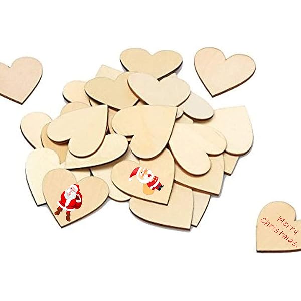 Unfinished Wooden Hearts for Crafts 100 Pcs 2 Inch Blank Wood Craft Kit for DIY Wedding Ornaments Christmas Party Embellishments - Image 4