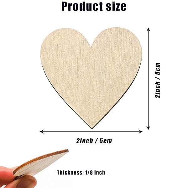 Unfinished Wooden Hearts for Crafts 100 Pcs 2 Inch Blank Wood Craft Kit for DIY Wedding Ornaments Christmas Party Embellishments - Image 5