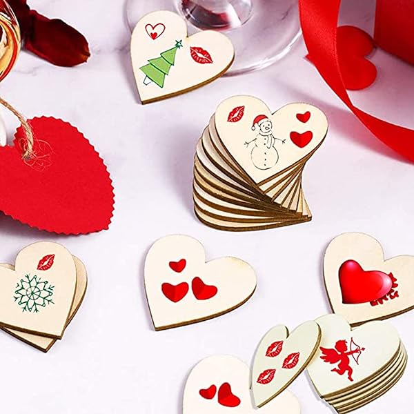 Unfinished Wooden Hearts for Crafts 100 Pcs 2 Inch Blank Wood Craft Kit for DIY Wedding Ornaments Christmas Party Embellishments - Image 7