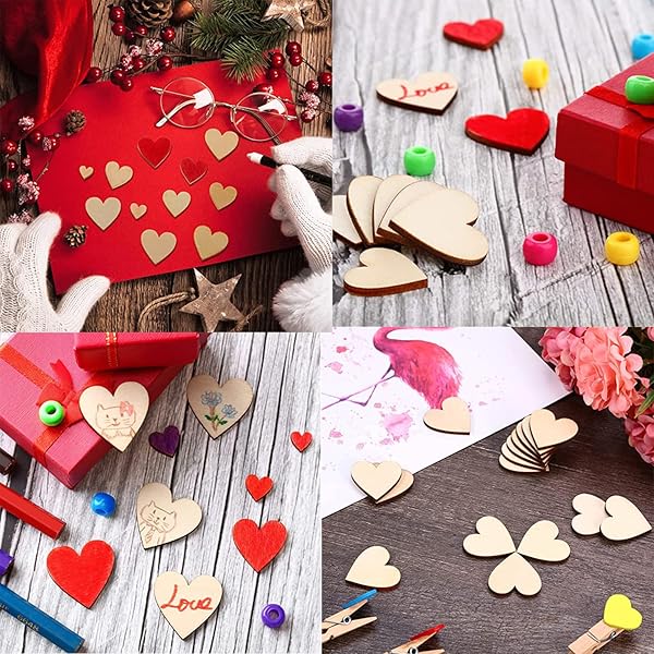 Unfinished Wooden Hearts for Crafts 100 Pcs 2 Inch Blank Wood Craft Kit for DIY Wedding Ornaments Christmas Party Embellishments - Image 9