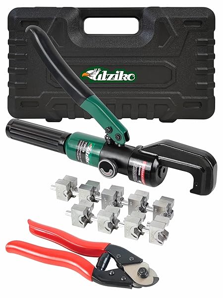 Utziko Hydraulic Crimper Tool for Stainless Steel Cable Railing Kit with Cable Cutter for 1/8 and 3/16 Inch Fittings