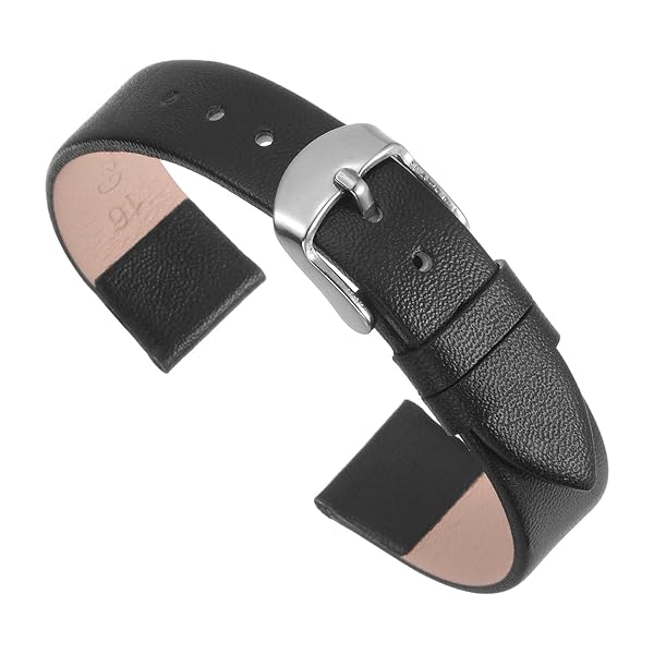 uxcell Genuine Leather Band 12mm Smooth Flat Watch Strap for Men and Women in Black