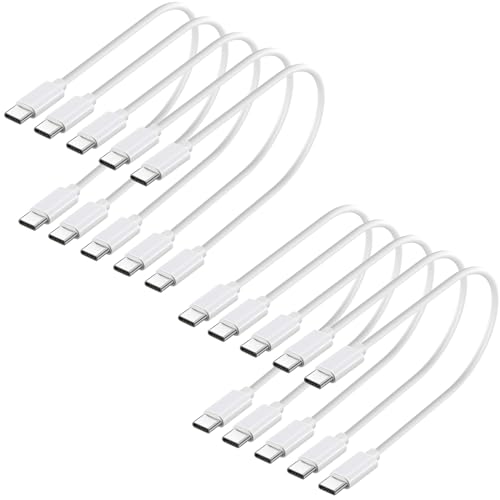 Weishan 10 Pack USB C Charger Cable 60W Fast Charge Type C Charging Cords 1ft Short Wires White