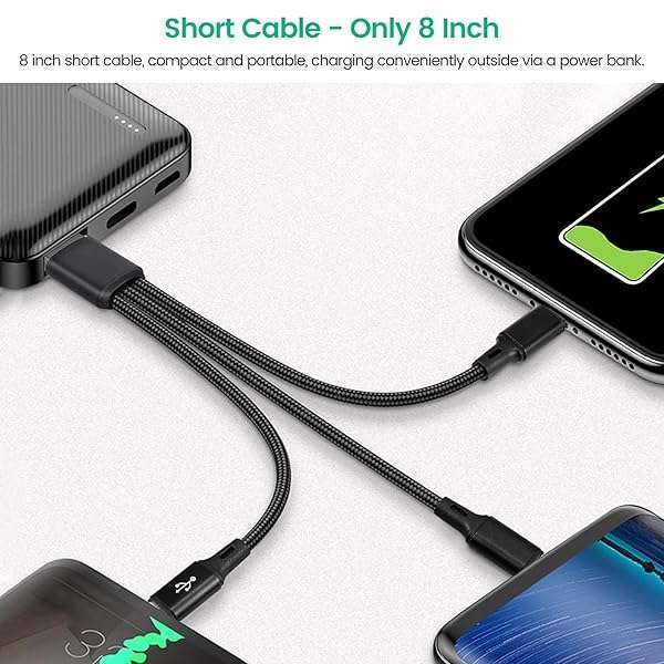 WEISHAN 3-in-1 Charging Cable for Rode Wireless Go II - 8-Inch USB C Charger with 3 Type-C Plugs, 3A Fast Charging - Image 7