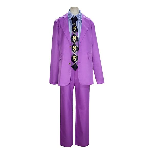 Weixu Anime Kira Yoshikage Cosplay Costume Purple Uniform Suit for Men Halloween Role Play Party Outfit