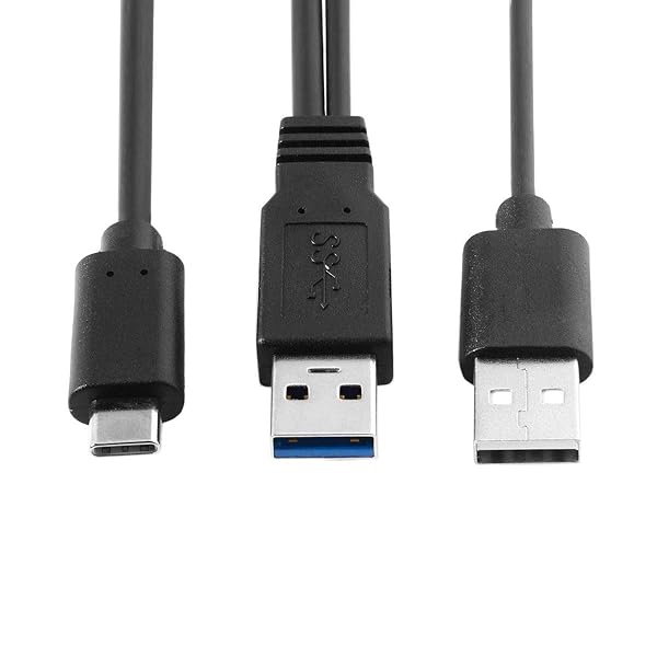 Xiwai Type-C USB-C to USB 3.0 & USB 2.0 Dual Power Data Y Cable for Laptops & Hard Drives - Image 7