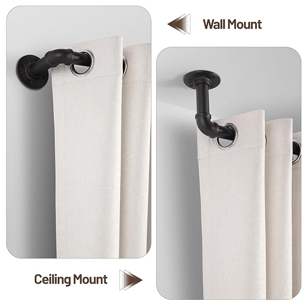 Zeerobee Adjustable Black Curtain Rods 144 to 168 Inch Industrial Wrap Around for Indoor Outdoor Room Divider - Image 6