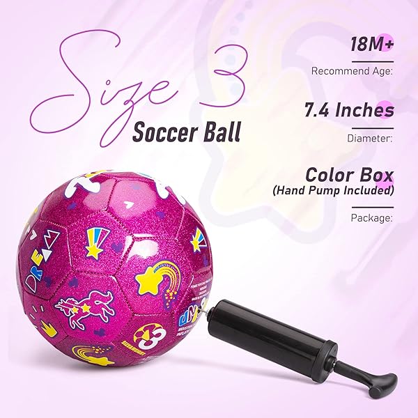 ZOOJOY Size 3 Pink Unicorn Soccer Ball for Kids with Pump Perfect Gift for Toddlers Ages 2 to 8 Indoor Outdoor Play - Image 4