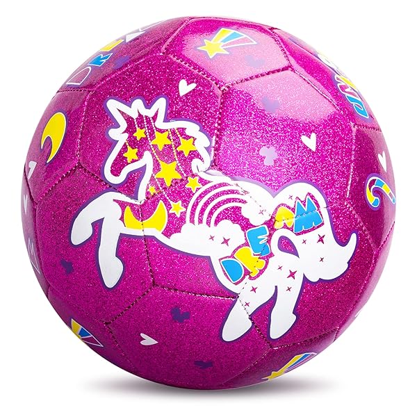ZOOJOY Size 3 Pink Unicorn Soccer Ball for Kids with Pump Perfect Gift for Toddlers Ages 2 to 8 Indoor Outdoor Play - Image 3