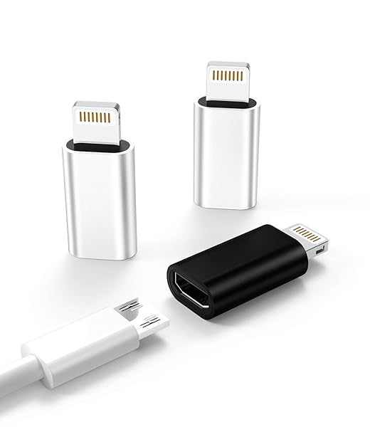 Zoyuzan 3-Pack Micro USB to Lightning Adapter for iPhone & iPad - Compatible with 5s, 6, 7, 8, X, XR, XS, 11, 12, Mini, Pro