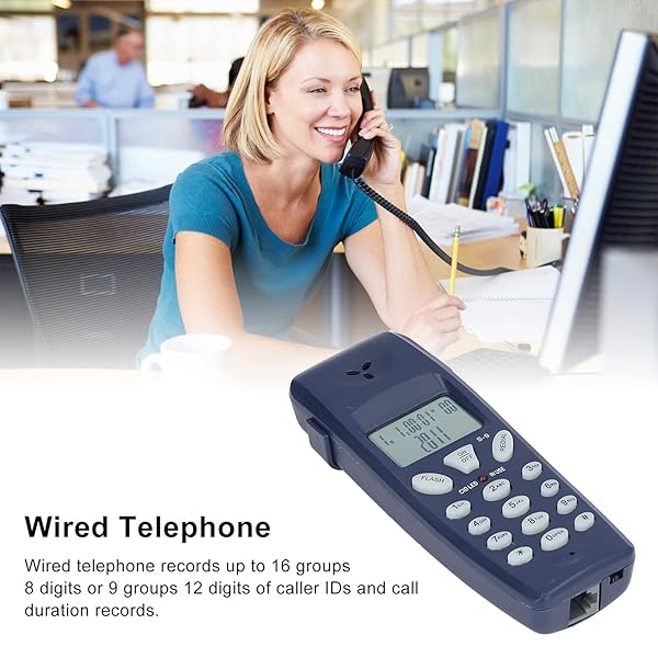 Zyyini Corded Phone Wired Desk Telephone with LCD Display for Seniors Kids Home Office School Support Redial Pause Caller ID - Image 4