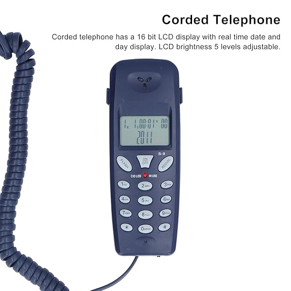 Zyyini Corded Phone Wired Desk Telephone with LCD Display for Seniors Kids Home Office School Support Redial Pause Caller ID - Image 6