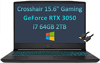 2022 MSI Crosshair 15 15.6" 144Hz (64GB RAM, 2TB PCIe SSD, Intel 8-Core i7-11800H (Beat Ryzen 7 5800H), RTX 3050), FHD 1080P Gaming Laptop, Webcam, RGB Backlit, IST Computers Cable, Windows 10 01