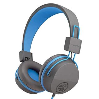 JLab JBuddies Over-Ear Kids Wired Headphones | Toddler Headphones | Kid Safe | Studio Volume Safe | Volume Limiter | Folding | Adjustable | Noise Isolation | with Mic | Graphite/Purple 01