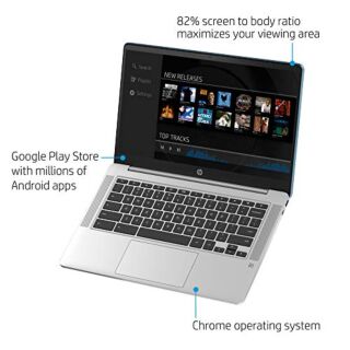 HP Chromebook 14-inch HD Laptop, Intel Celeron N4000, 4 GB RAM, 32 GB eMMC, Chrome (14a-na0070nr, Forest Teal) 01