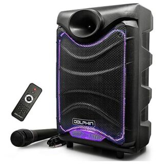 Dolphin SP-850RBT Portable Bluetooth Party Speakers with Lights and Microphone, 8" 02