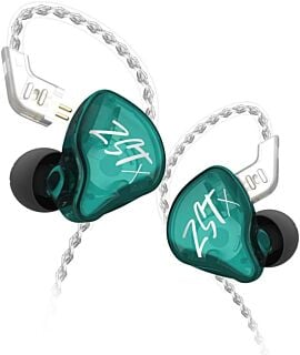 KZ ZST X in-Ear Monitors, Upgraded Dynamic Hybrid Dual Driver ZSTX Earphones, HiFi Stereo IEM Wired Earbuds/Headphones with Detachable Cable for Musician Audiophile (Without Mic, Cyan) 02