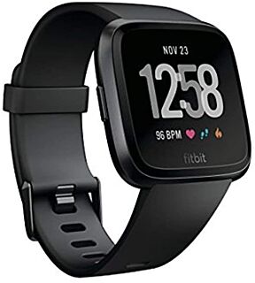 Fitbit Versa Smart Watch, Black/Black Aluminium, One Size (S & L Bands Included) 01