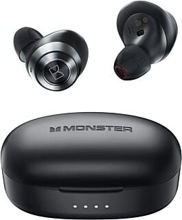 Monster Wireless Earbuds,Super Fast Charge,Bluetooth 5.0 in-Ear Stereo Headphones with USB-C Charging Case,Built-in Mic for Clear Calls,Water Resistant Design for Sports,Black. 02