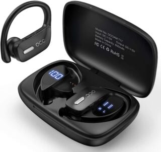 Wireless Earbuds Occiam Bluetooth Headphones 48H Play Back Earphones TWS Deep Bass in Ear Waterproof with Microphone LED Display for Sports Black 02
