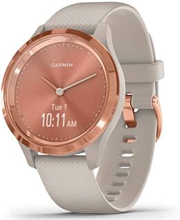 Garmin Hybrid Smartwatch with Real Watch Hands and Hidden Color Touchscreen Displays, rose gold with light sand case and band, 39mm, 010-02238-02 02