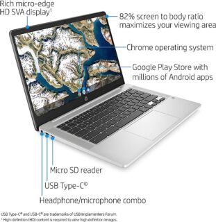 HP Chromebook 14-inch HD Laptop, Intel Celeron N4000, 4 GB RAM, 32 GB eMMC, Chrome (14a-na0010nr, Mineral Silver) (Renewed) 01