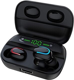 True Wireless Earbuds Bluetooth V5.0 Headphones Deep Bass Stero Sound Mini Headsets 80H Total Playtime with Charging Case Built-in Mic Earphones for Driving,Sports 01
